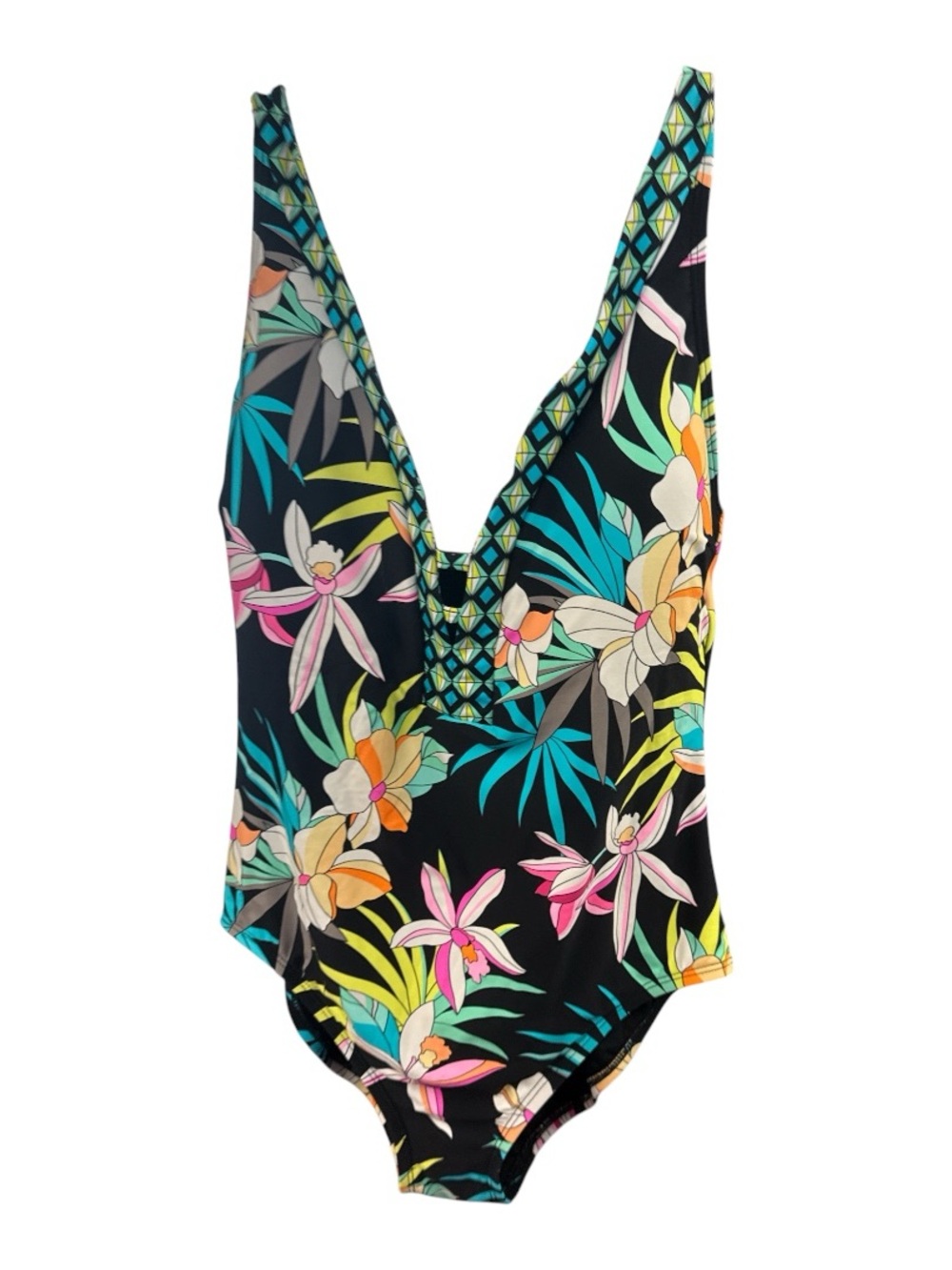 Beach House Black One-Piece Swimsuit with Multicolor Floral Print